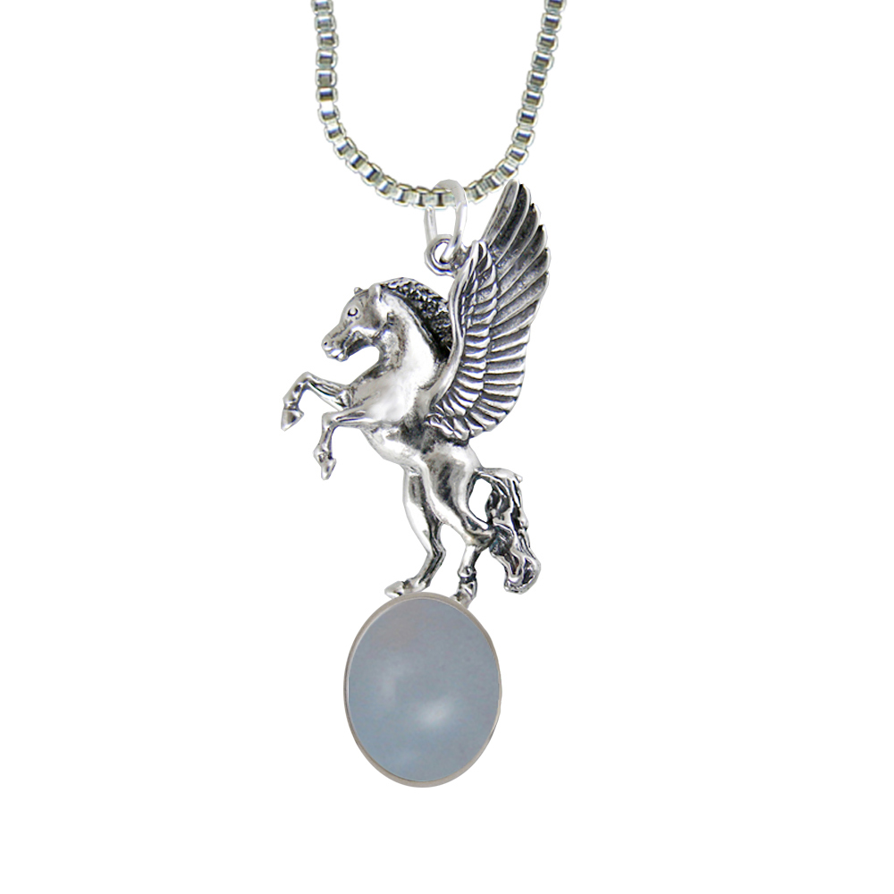 Sterling Silver Unicorn of the Summer Day Pendant With Chalcedony